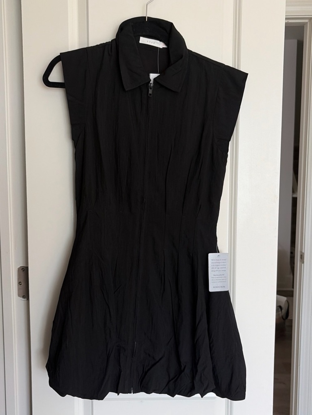 LUSH Black Sleeveless Zip-Front Dress